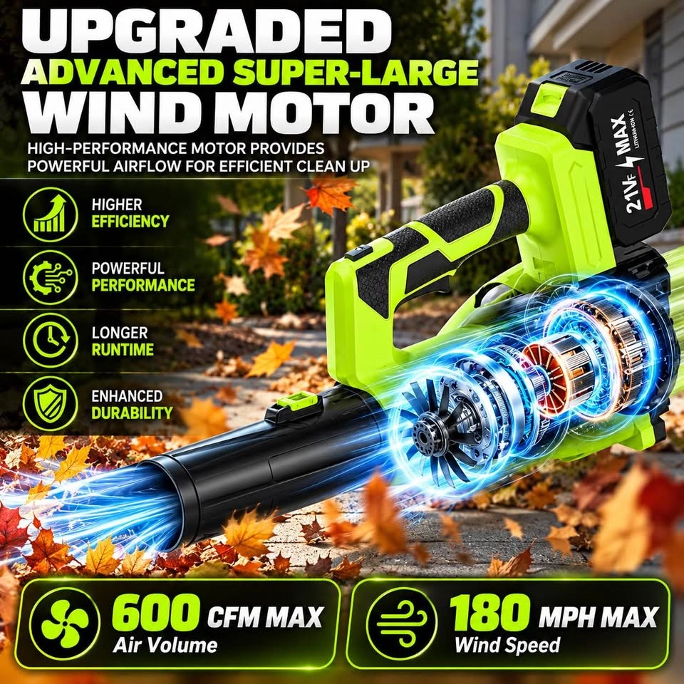 21V Cordless Leaf Blower – 2 Batteries & Charger - photo 2