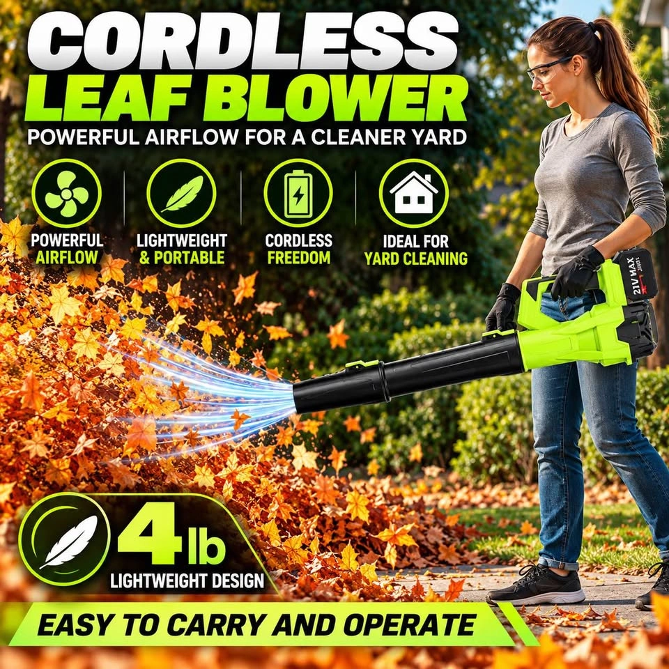 21V Cordless Leaf Blower – 2 Batteries & Charger - photo 3
