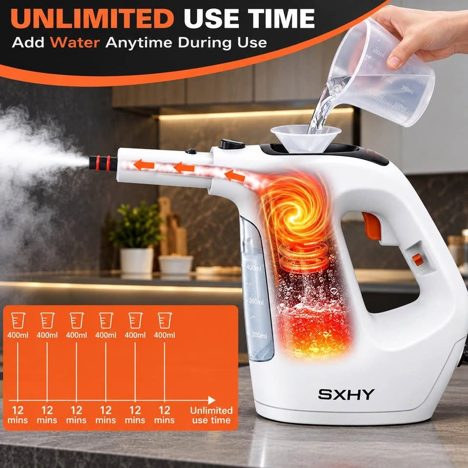SXHY Handheld Steam Cleaner 1400W – 400ml – Complete Accessory K - photo 3