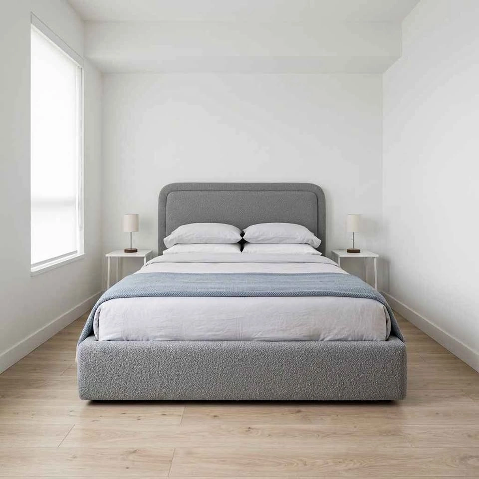 Brand New Boucle Queen Bed frame