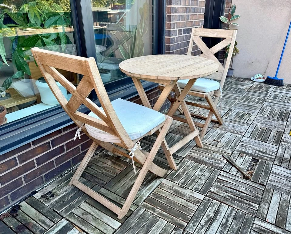 4-Piece Wooden Patio Bistro Set