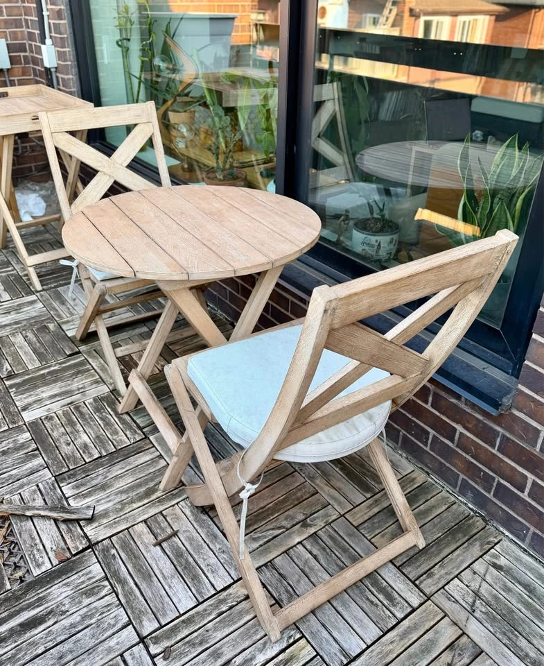 4-Piece Wooden Patio Bistro Set - photo 2