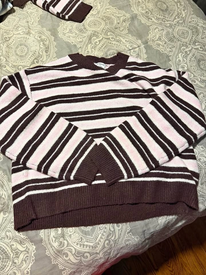 NEW Striped fall Sweater - pink and brown - photo 2