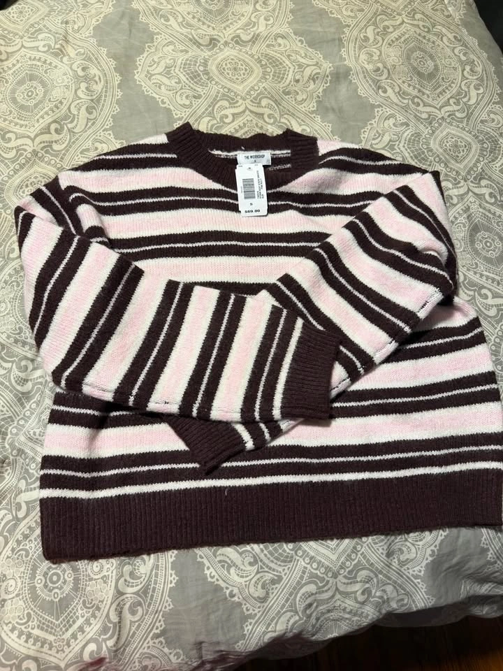 NEW Striped fall Sweater - pink and brown - photo 4
