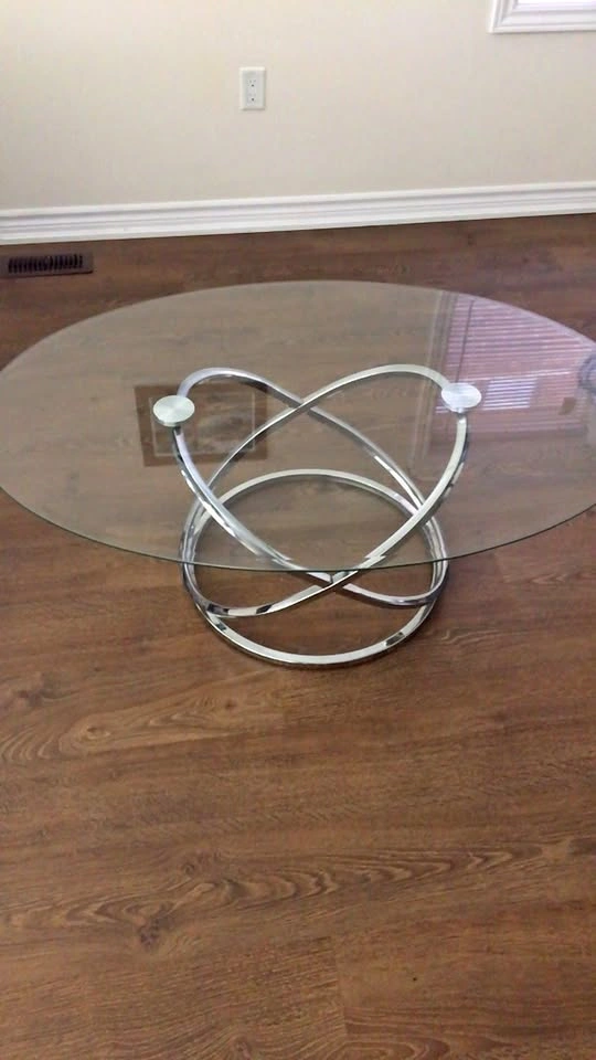 Glass Top Chrome Metal Modern Coffee Table