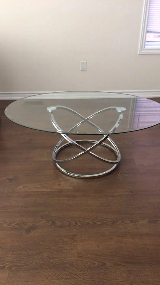 Glass Top Chrome Metal Modern Coffee Table - photo 2