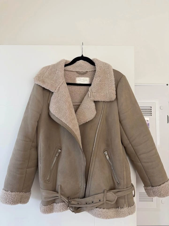 Zara Woman Faux Shearling Aviator Jacket