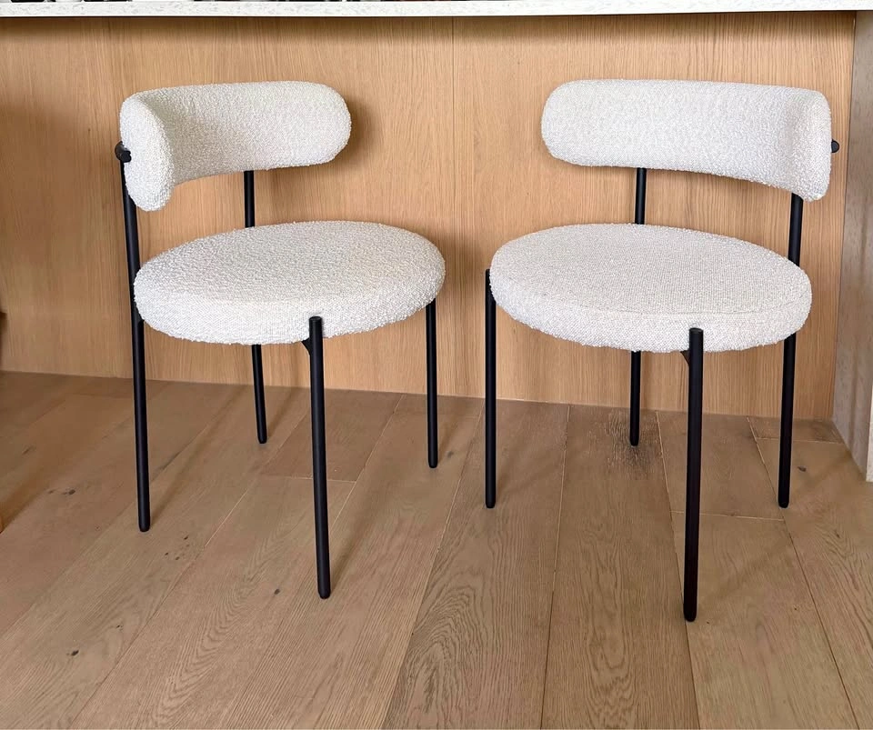 2 Modern Bouclé Dining Chairs – Premium Quality | Like New