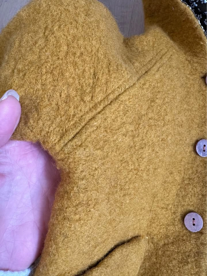 12-18months Kids Mustard Boiled Wool Pixie Hood Coat - photo 2