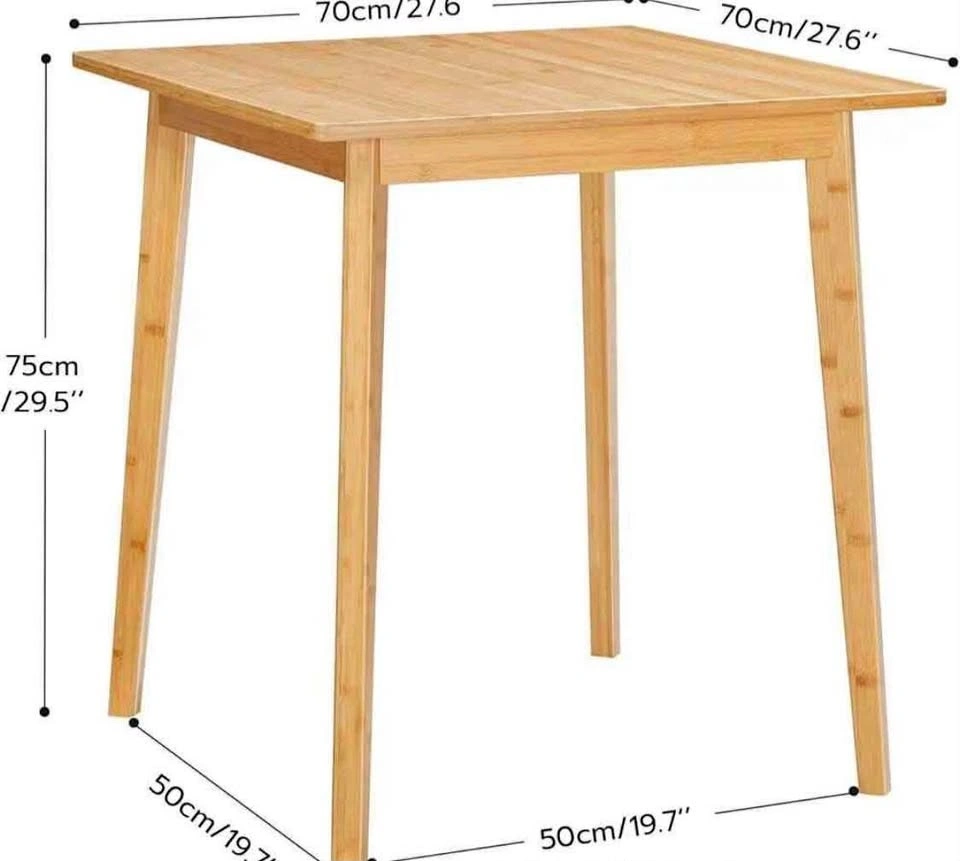 HOOBRO Bamboo Dining Table for 2, 70cm Square Table