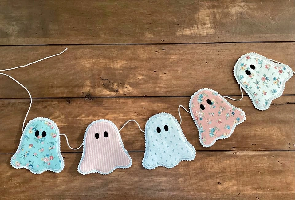 Handmade Fabric Ghost Bunting