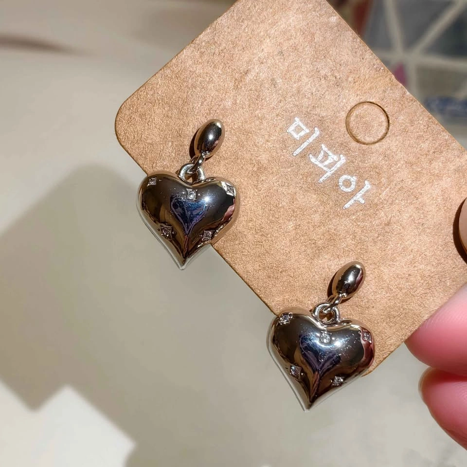 925 Silver Stud Earrings/Silver Heart Dangle Earrings - photo 2