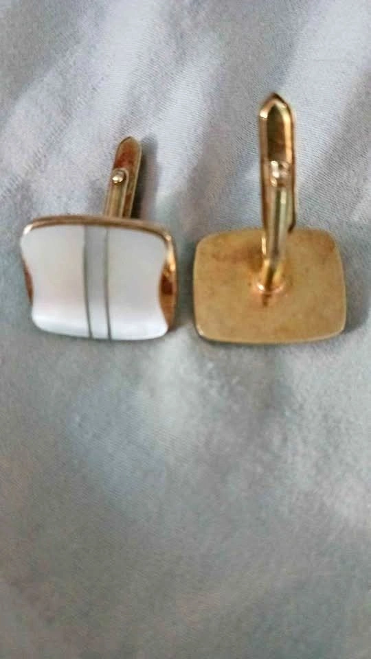 Vintage Mother of Pearl look gold plated cufflinks