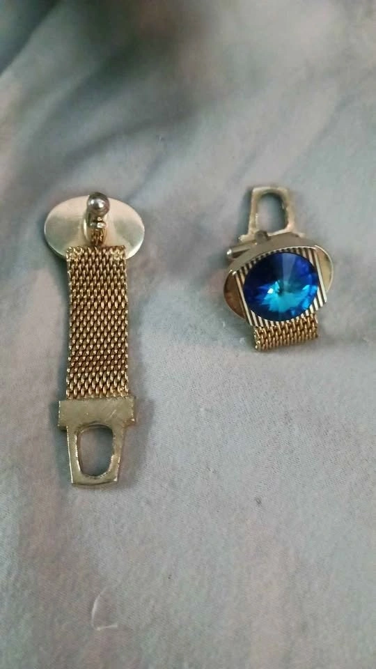 1950's Vintage Gold Filled Blue Stone Cufflinks - photo 2
