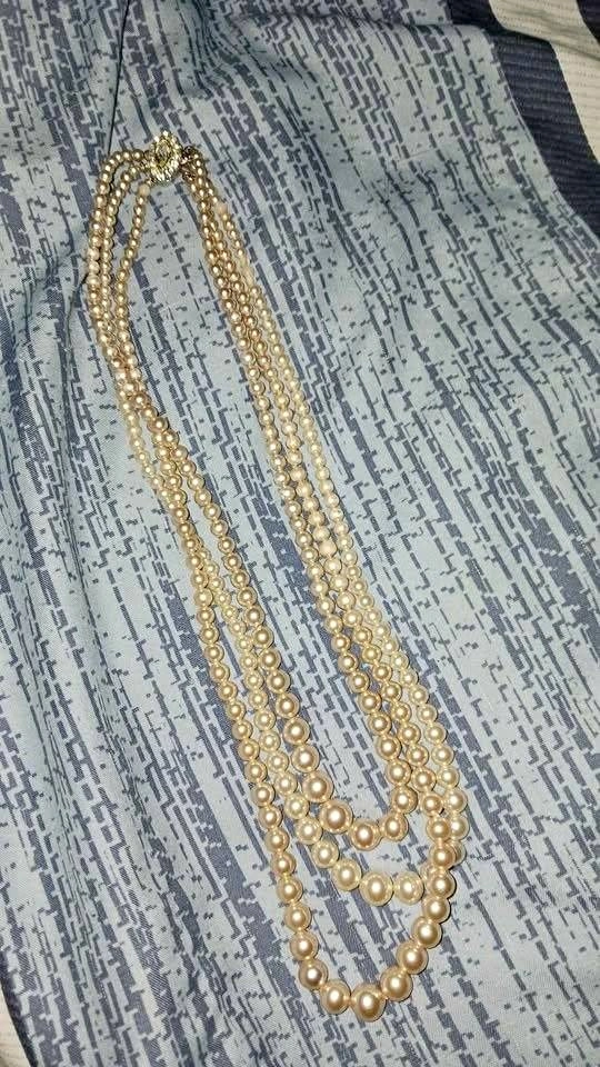Vintage triple strand of graduated faux pearls