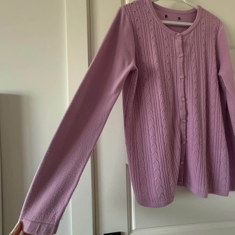 Dusty Pink Cable Knit Button-Up Cardigan – Approx. M/L - photo 3