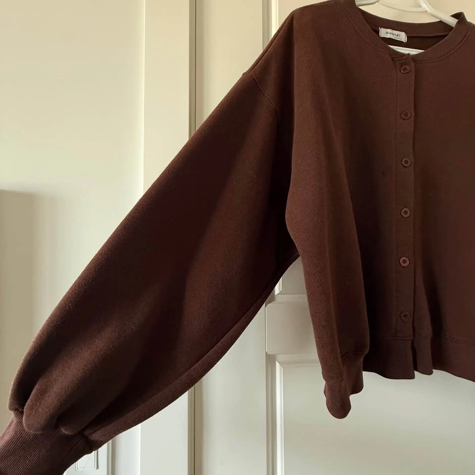 Brown Oversized Button-Up Cardigan Sweater - photo 2