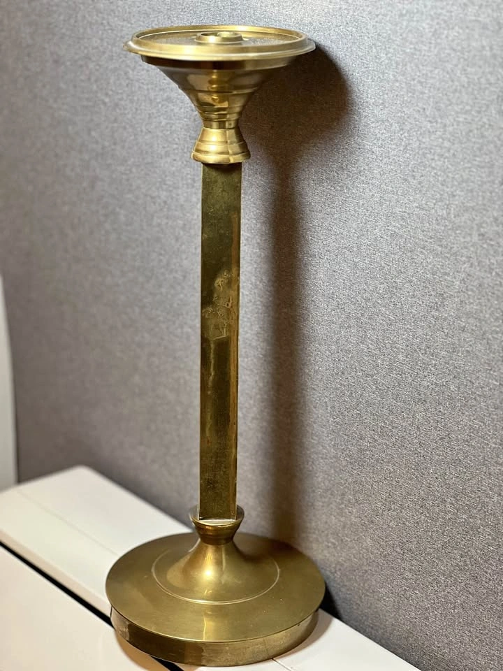 Large Vintage Solid Brass Candlestick / Pillar Holder – 15.5”