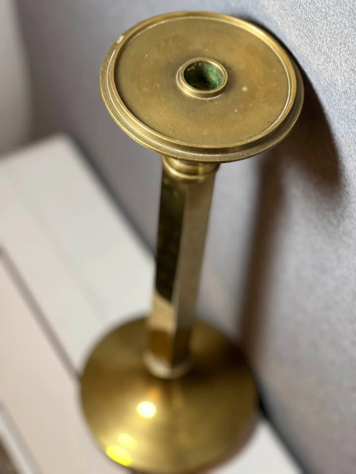 Large Vintage Solid Brass Candlestick / Pillar Holder – 15.5” - photo 3