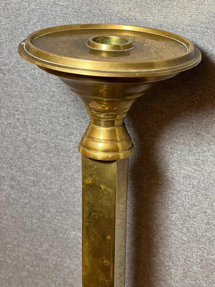 Large Vintage Solid Brass Candlestick / Pillar Holder – 15.5” - photo 5