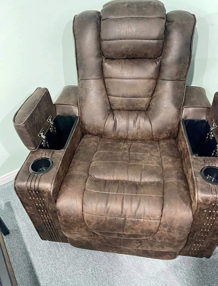Brown Faux Leather Home Theater Recliner