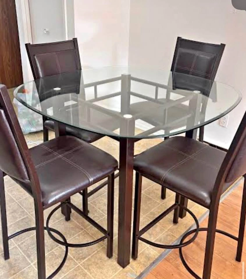 Glass Top Counter Height Dining table