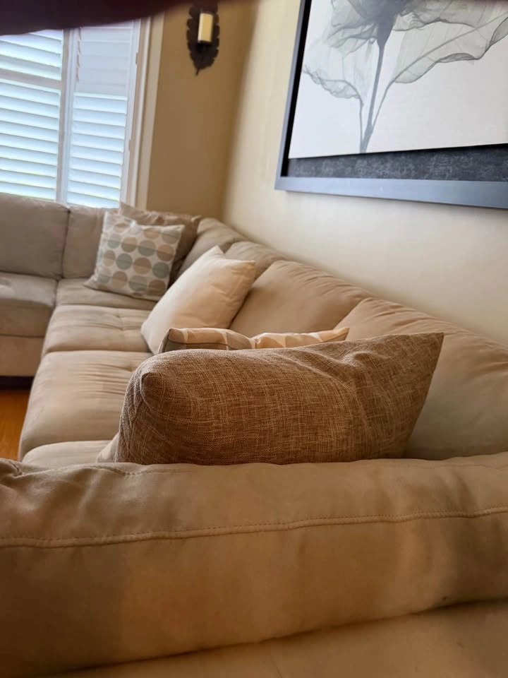 Beige Fabric L-Shaped Sectional Sofa with Chaise - photo 4