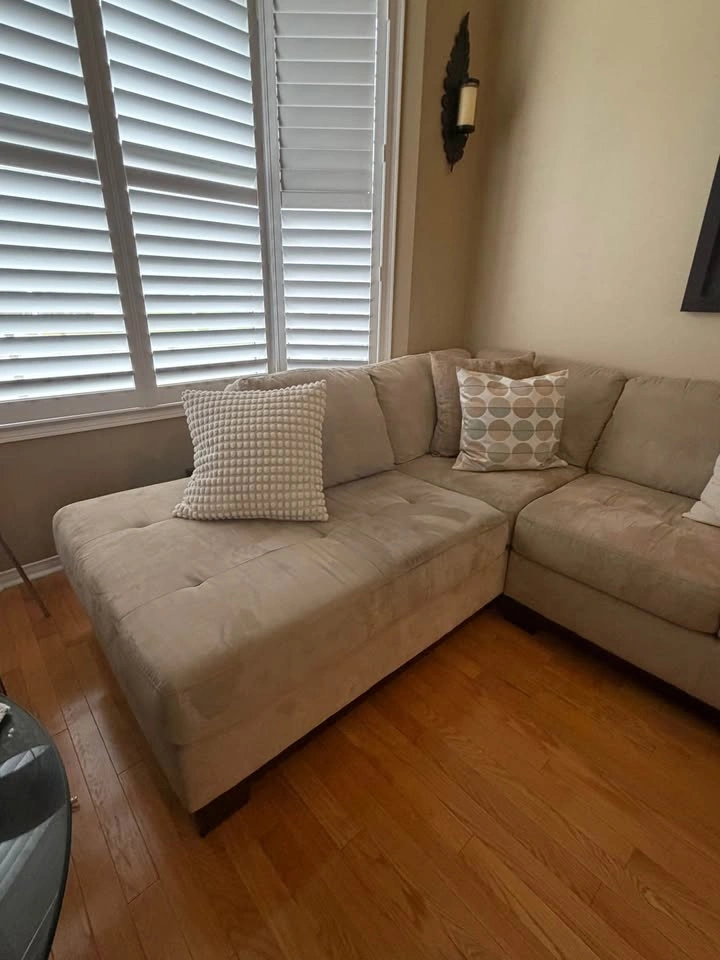 Beige Fabric L-Shaped Sectional Sofa with Chaise - photo 5