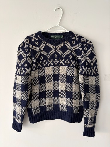 Vintage Ralph Lauren Women's Wool Fair Isle Sweater Size 16