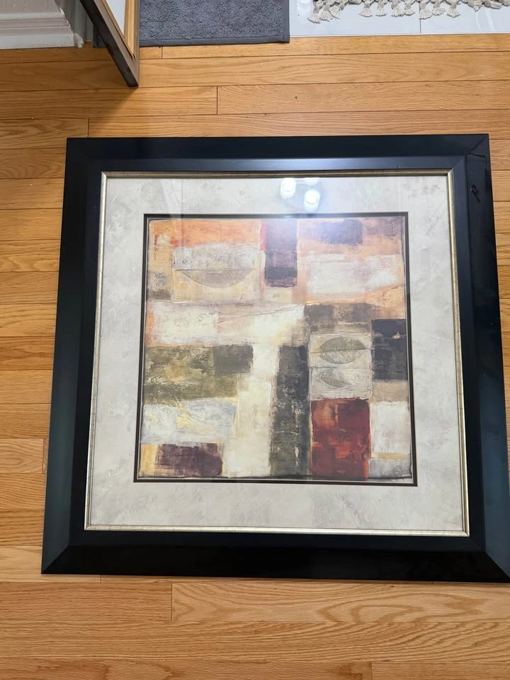 Pair of Large Framed Abstract Square Wall Art Prints (Set of 2) - photo 4