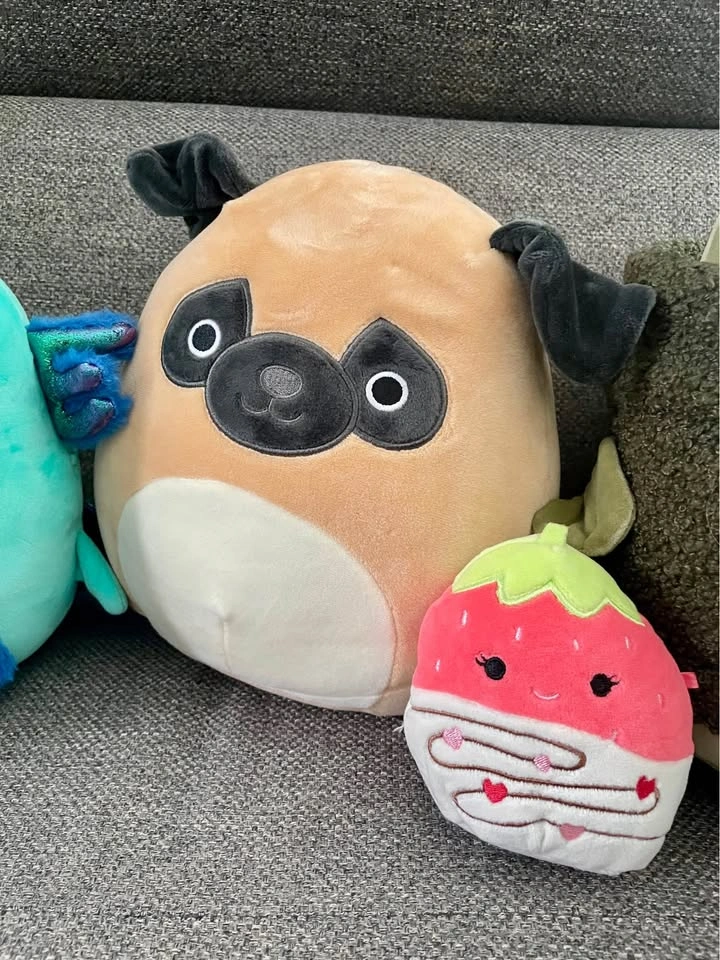 Squishmallows Plush Lot - Axolotl, Pug, Strawberry, and Manatee - photo 3