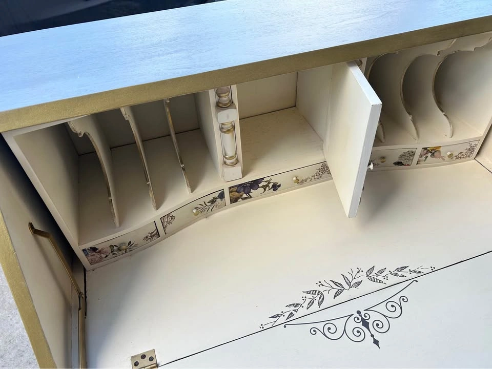 31x18x40” GORGEOUS Refurbished Gray and Gold Secretary Desk - photo 5