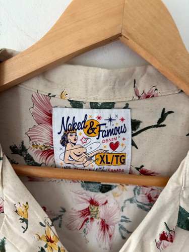 Naked & Famous Silky Flowers Aloha Shirt Size L - photo 3