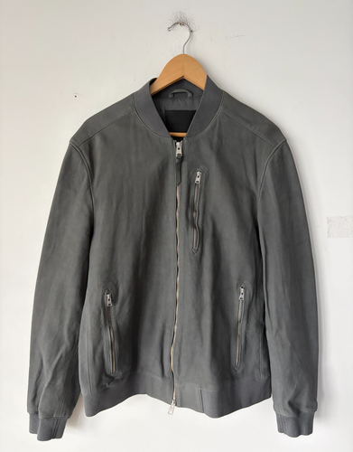 AllSaints Men's Kemble Suede Leather Bomber Jacket Size L