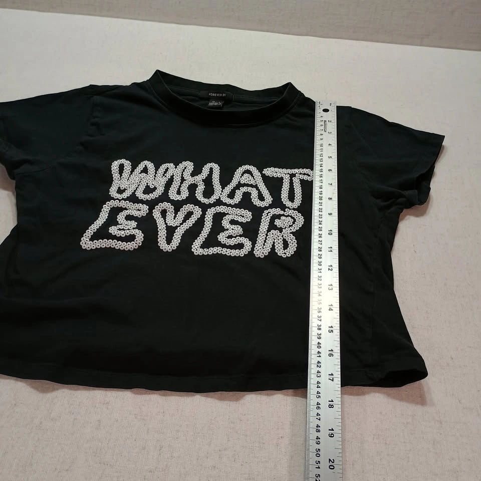 Forever 21 Whatever Graphic Cropped Tee Black Size L - photo 3