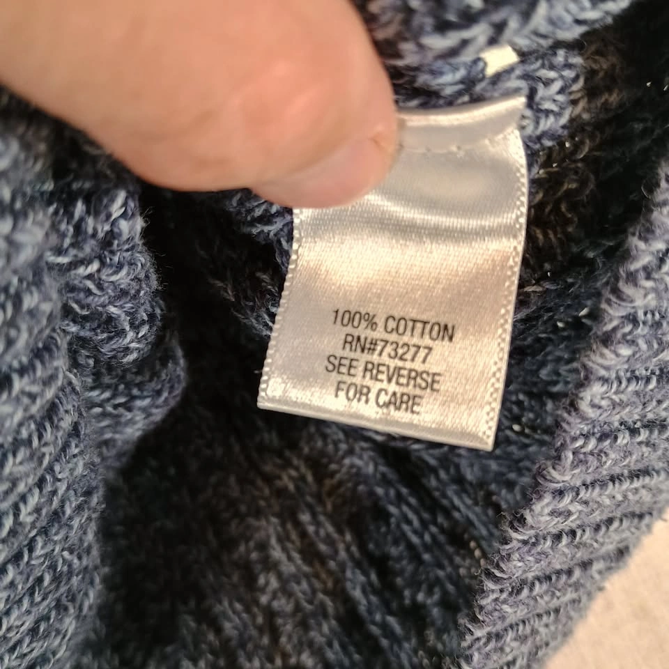 Croft & Barrow Cable Knit V-Neck Blue Marled Cotton Size M - photo 3