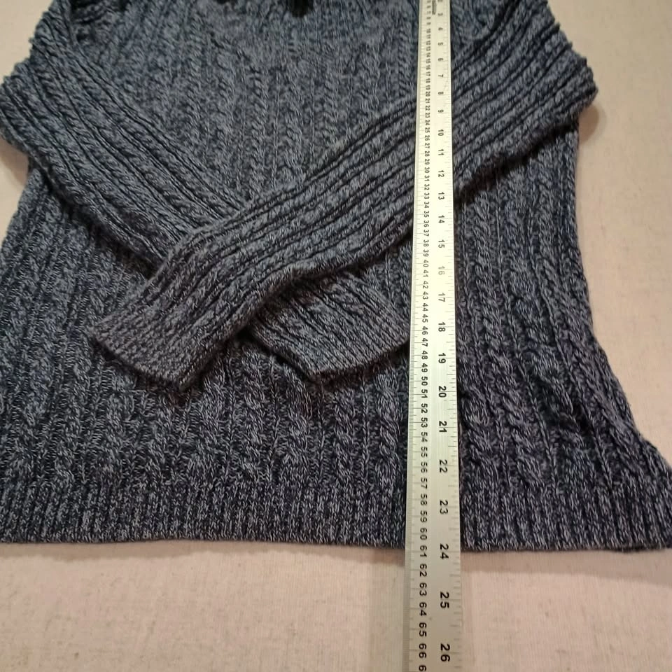 Croft & Barrow Cable Knit V-Neck Blue Marled Cotton Size M - photo 4