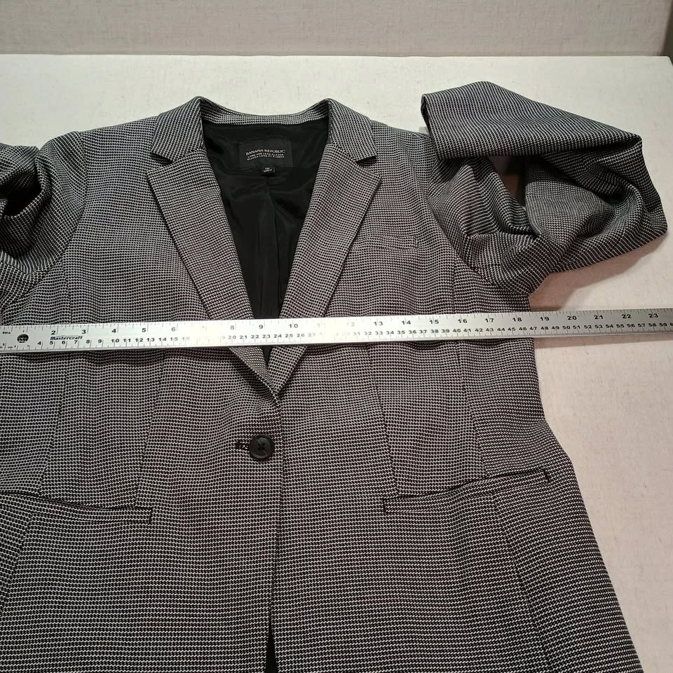 Banana Republic Houndstooth Blazer Black White Size 10 - photo 3