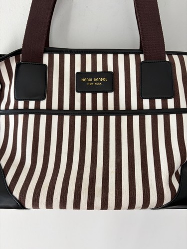 Henri Bendel Striped Canvas Pet Carrier Tote Bag - photo 2