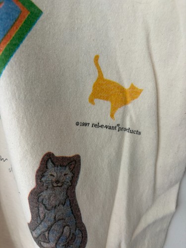 Vintage 90s Rel-e-vant Products Cats All Over Print T-Shirt Size - photo 4