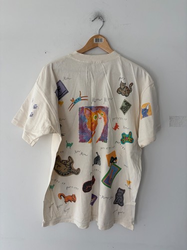 Vintage 90s Rel-e-vant Products Cats All Over Print T-Shirt Size - photo 5