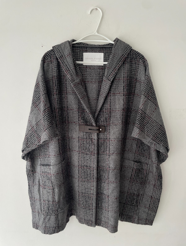 FABIANA FILIPPI Plaid Knit Cape Cardigan Size L