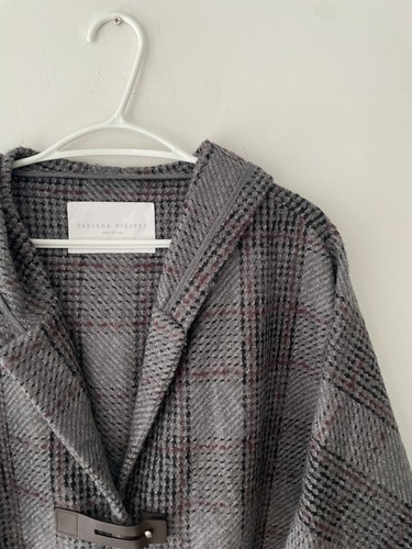 FABIANA FILIPPI Plaid Knit Cape Cardigan Size L - photo 2