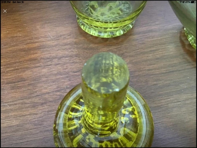 Mid-Century Amber Glass Decanter with Glasses - photo 4