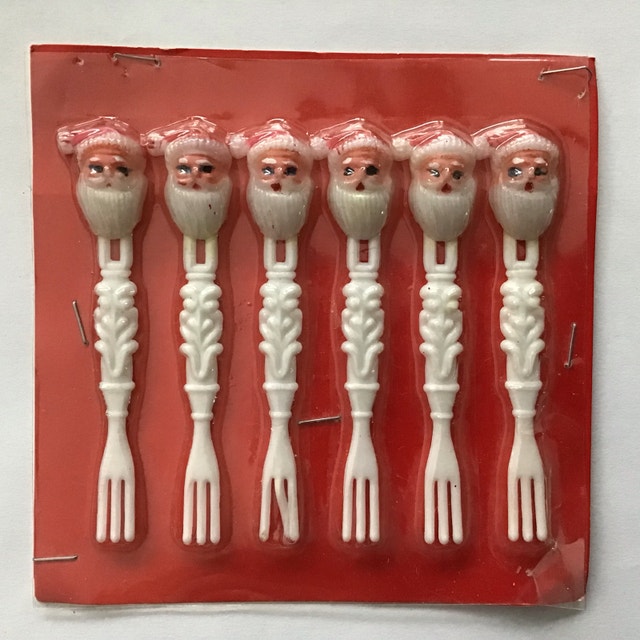 Vintage Santa Appetizer Forks