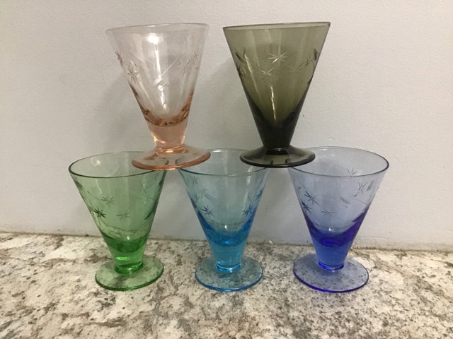 Vintage Cordial or Shot Glasses Set of 5