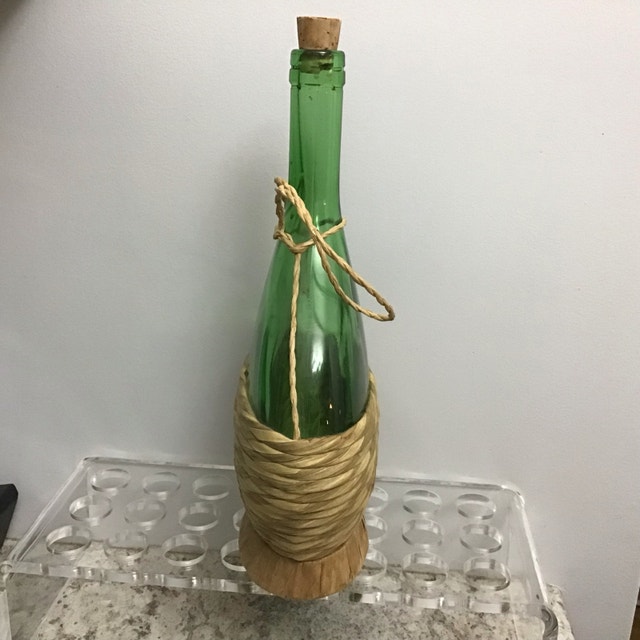 Vintage Raffia Wrapped Wine Bottle - photo 2