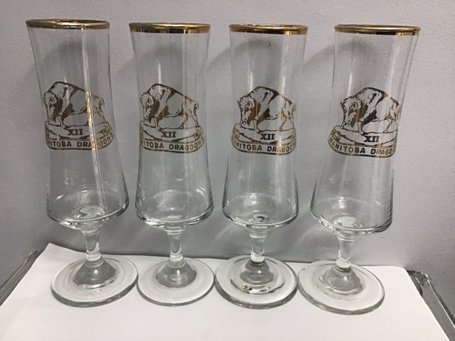 Vintage XII Manitoba Dragoons Glasses Set of 4