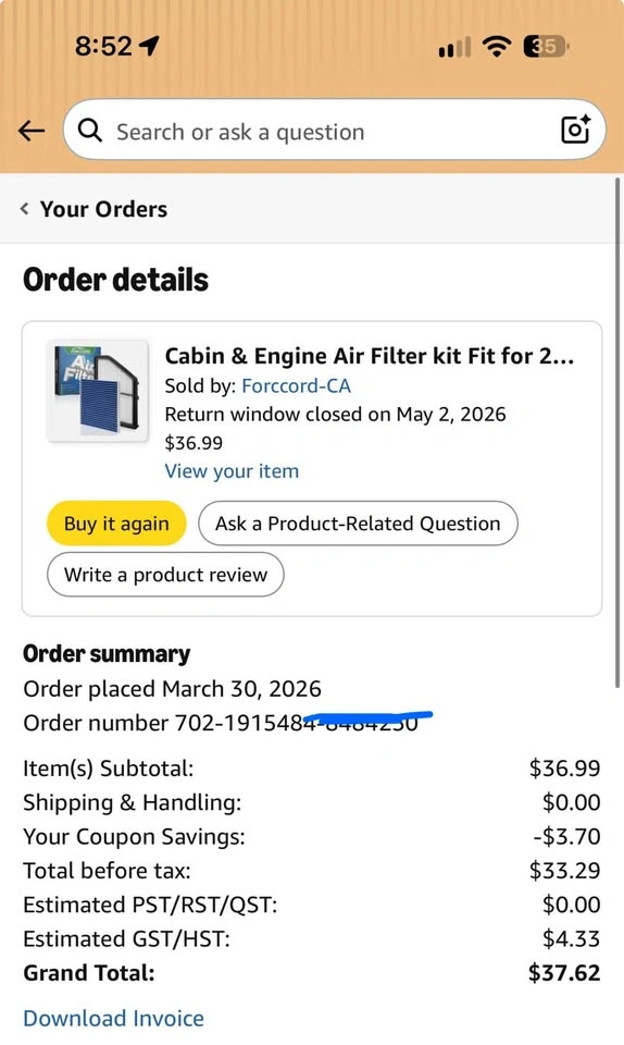 Brand new- Cabin & Engine Air Filter - photo 4
