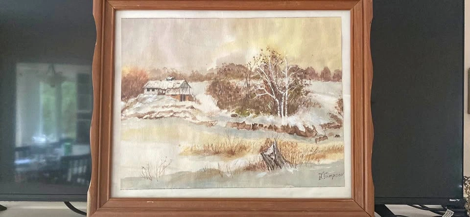 The original watercolor winter landscape in the selected region